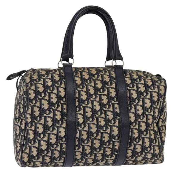 DIOR Trotter Canvas Boston Bag Navy Silver - Picture 1 of 12